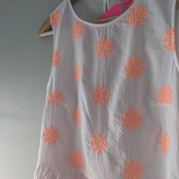 Lilly Pulitzer | Lilliana Top Cantaloupe Embroidered Seersucker NWT Size XS - Picture 4 of 9